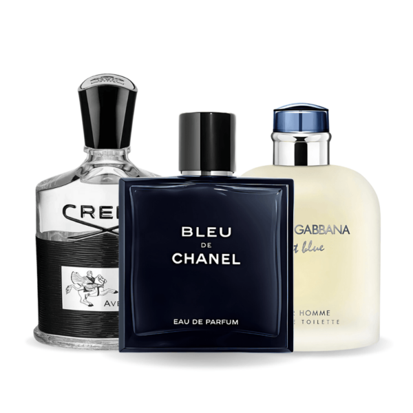 Tilbudspakke med 3 parfumer: Bleu de Chanel, Creed Aventus og Light Blue Dolce & Gabbana 100ml