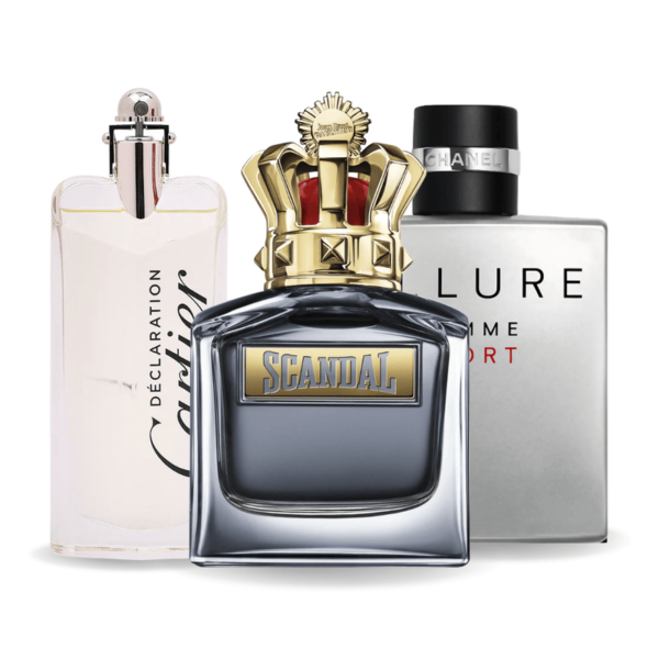 Tilbudspakke med 3 parfumer: Jean Paul Gaultier Scandal, Allure Homme Sport og Cartier Déclaration 100ml