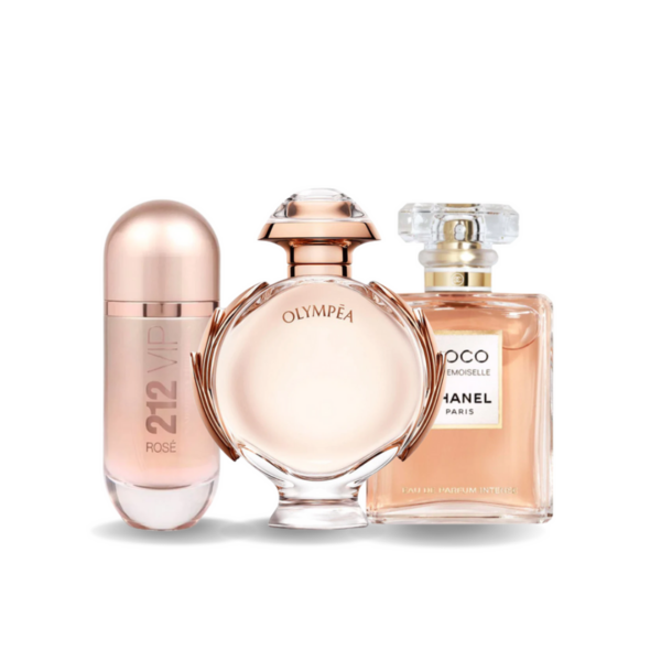 Tilbudspakke med 3 parfumer: 212 VIP Rosé, Olympea og Coco Mademoiselle 100ml