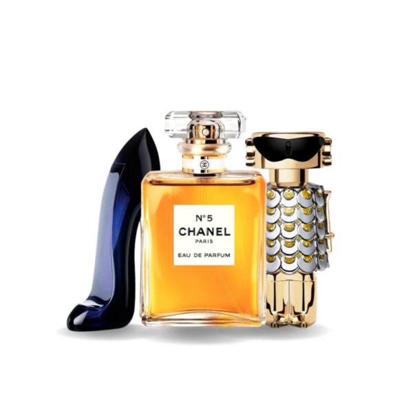 Tilbudspakke med 3 parfumer: GOOD GIRL, Chanel Nº5 og FAME 100ml