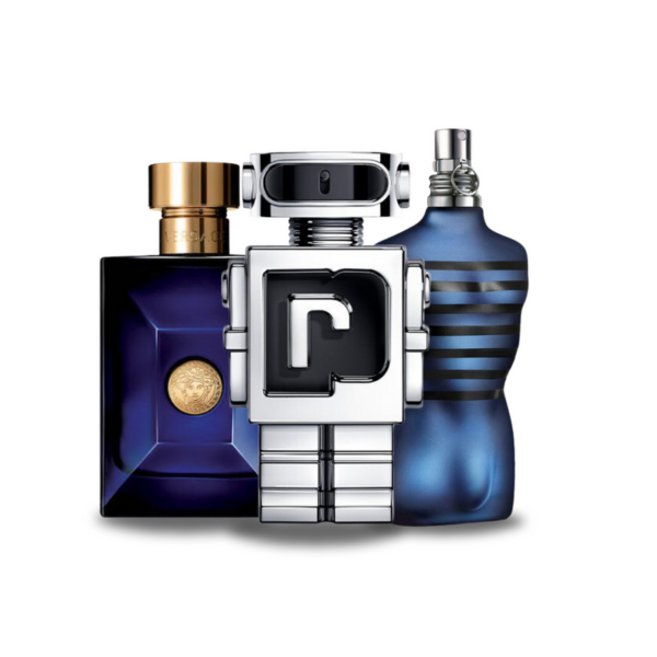 Tilbudspakke med 3 parfumer: Versace DYLAN BLUE, Paco Rabanne PHANTOM og Jean Paul Gaultier ULTRA MALE 100ml