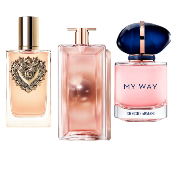 Tilbudspakke med 3 parfumer: Dolce & Gabbana Devotion, My Way Giorgio Armani og Lancôme Idôle 100ml